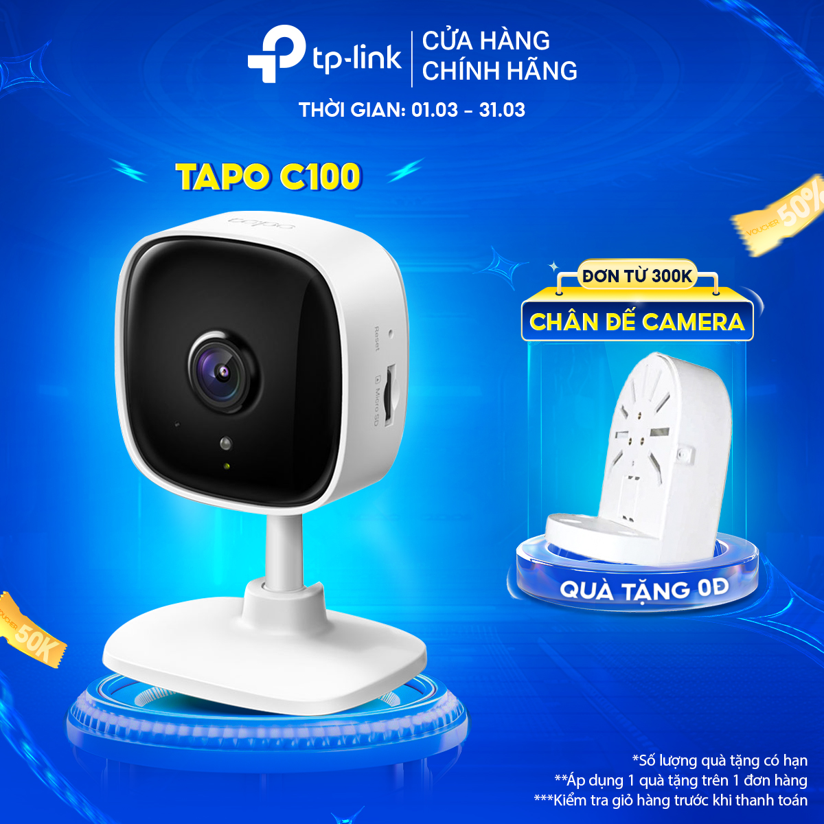 Camera WiFi Thông Minh TP-Link Tapo C100 An Ninh Cho Gia Đình - Hàng Chính Hãng