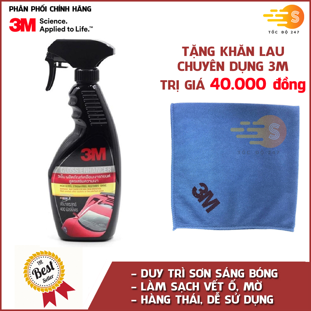 Chai xịt tăng độ bóng sơn ô tô 3M 39034LT (Hàng Thái) tặng khăn lau ô tô chuyên dụng 3M màu ngẫu nhiên