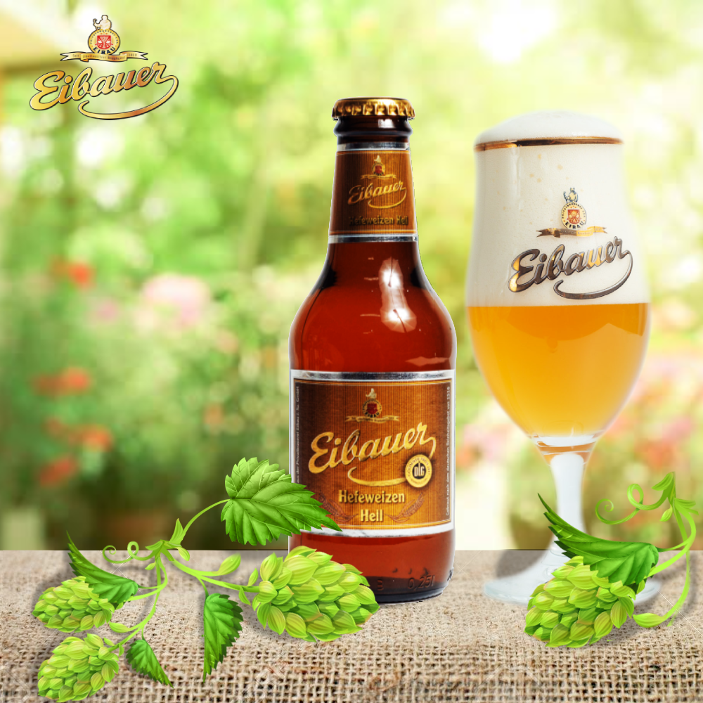 Thùng Quà Bia Thầy Tu EIBAUER HEFEWEIZEN HELL 5.2% - Bia Tươi Men Sống Thượng Hạng - Bia Đức Nhập Khẩu Chính Hãng