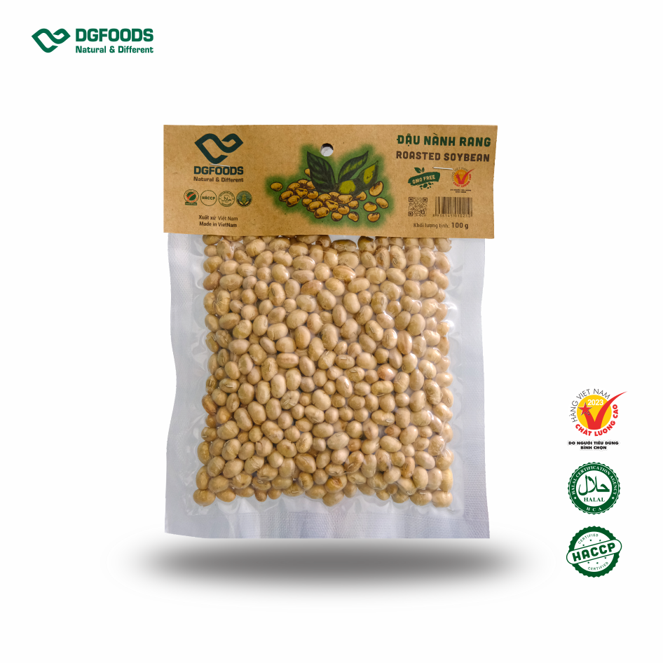 Đậu nành rang 100g - Non GMO/ DGfoods/Roasted soybean/HVNCLC/ HACCP/ HALAL/ Đặc sản Cần Thơ, Ăn chay được