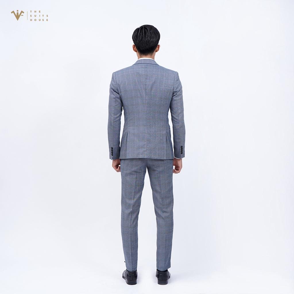 Bộ vest nam xám kẻ ô, suits sartorial, form ôm The Suits House