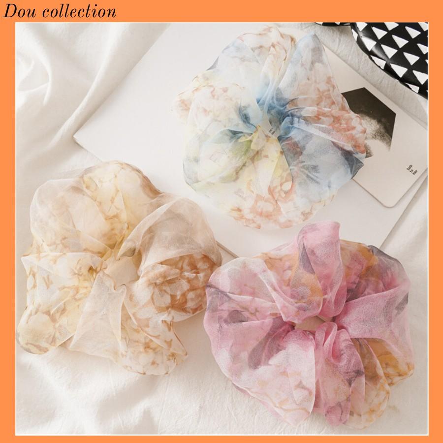 Dây Cột Tóc Scrunchies Màu Loang Tiểu Thư HOT TREND Bản To Vải VOAN - DT013