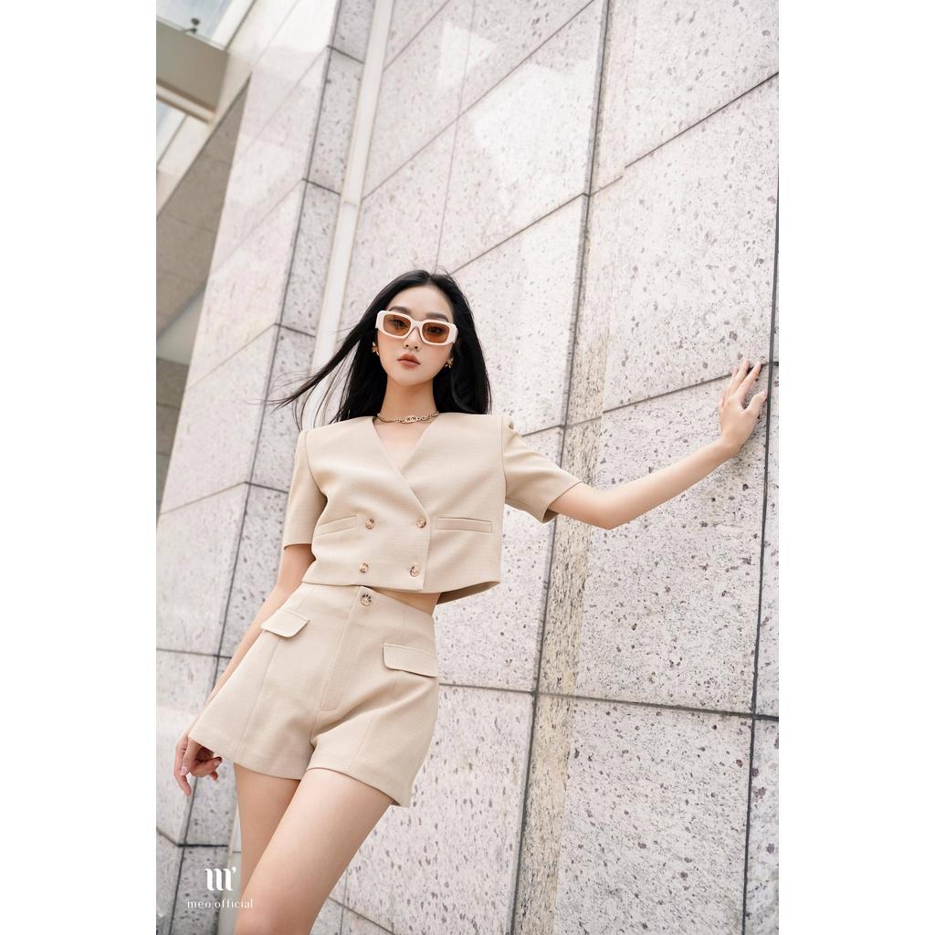 Áo khoác blazer nữ Méo shop dáng croptop tay ngắn áo vest phong cách công sở Rinco