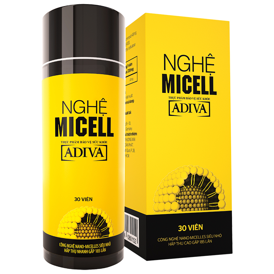 Thực Phẩm Bảo Vệ Sức Khỏe Nghệ Micell Adiva (720mg x 30 viên / Hộp)