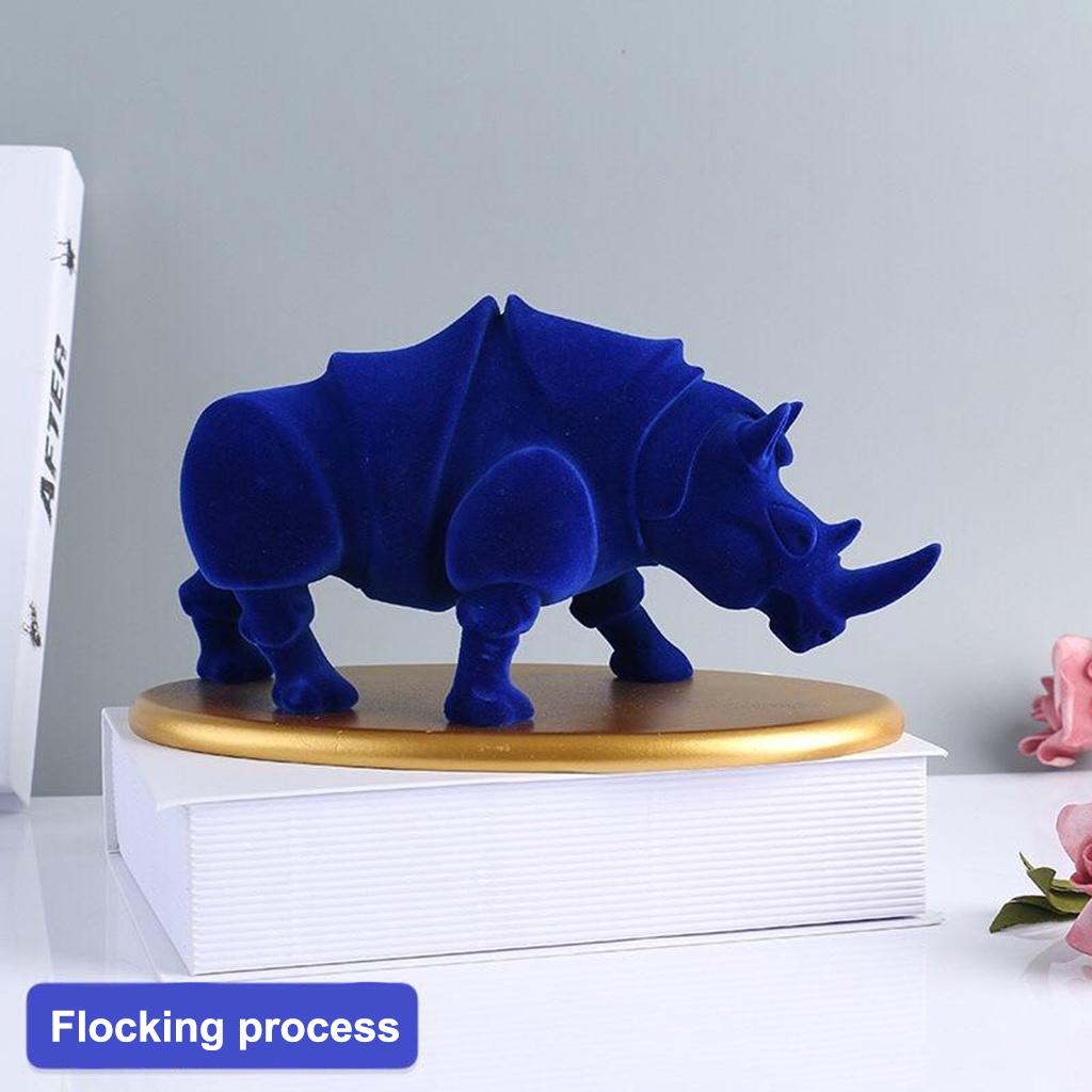 Resin Rhino Figurine Lifelike Animal Sculpture Statue Home Office Decoration