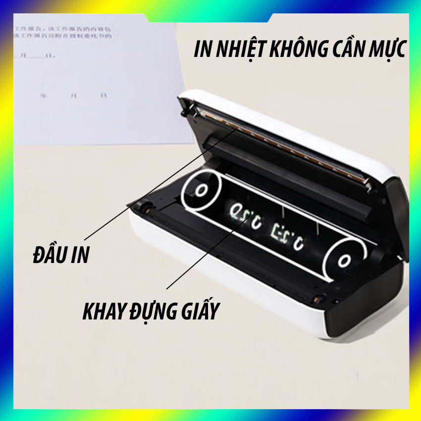 máy in bluetooth A4-A5 cầm tay kết nối được tất cả các dòng điện thoại-latop-pc-máy tính bảng androi và ios pin lithium 30000 mah cổng sạc typec tốc độ in nhanh 20 tờ/1p nhỏ gọn tiện lợi dễ dàng mang đi sử dụng không cần đến nguồn điện 220v mực lưu 10 năm