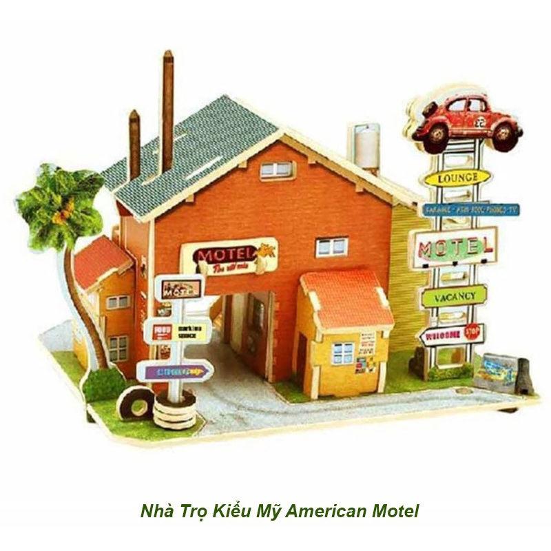 Đồ Chơi Lắp Ráp Bằng Gỗ 3D  Mô hình Nhà Trọ Kiểu Mỹ American Motel