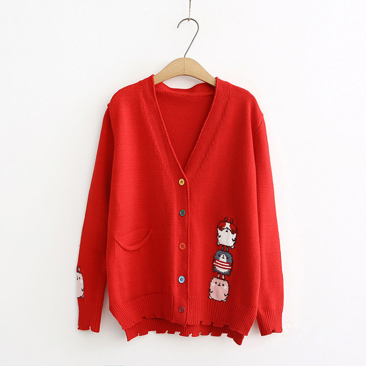 Áo Khoác Len Cardigan Họa Tiết Xinh 
