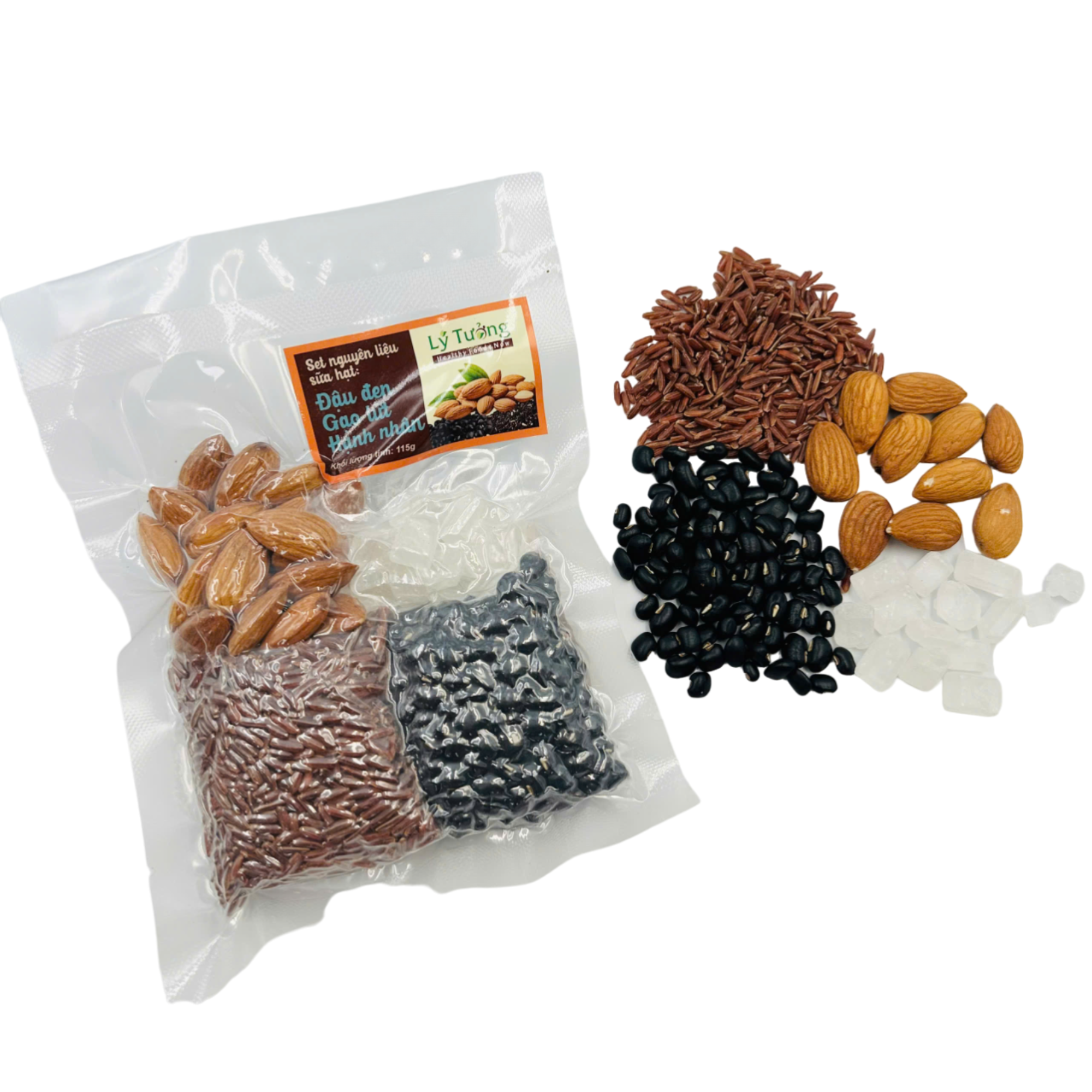 Set nguyên liệu sữa hạt: Đậu đen - Gạo lứt - Hạnh nhân 115g
