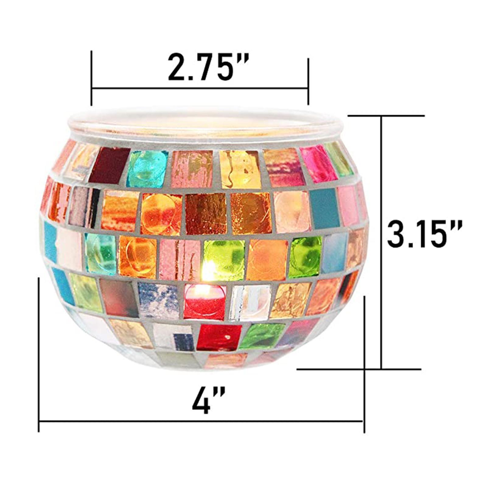 Modern Mosaic Glass Candle Holder Tea Light Candlestick Centerpiece Party