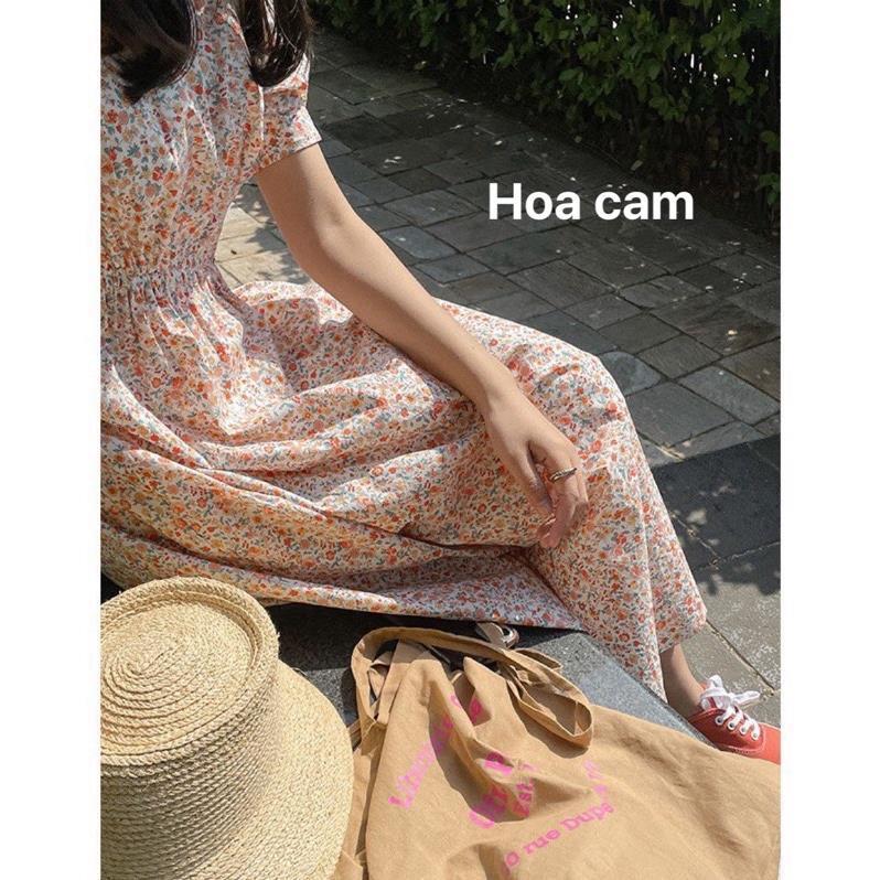 Đầm babydoll hoa nhí 2 màu