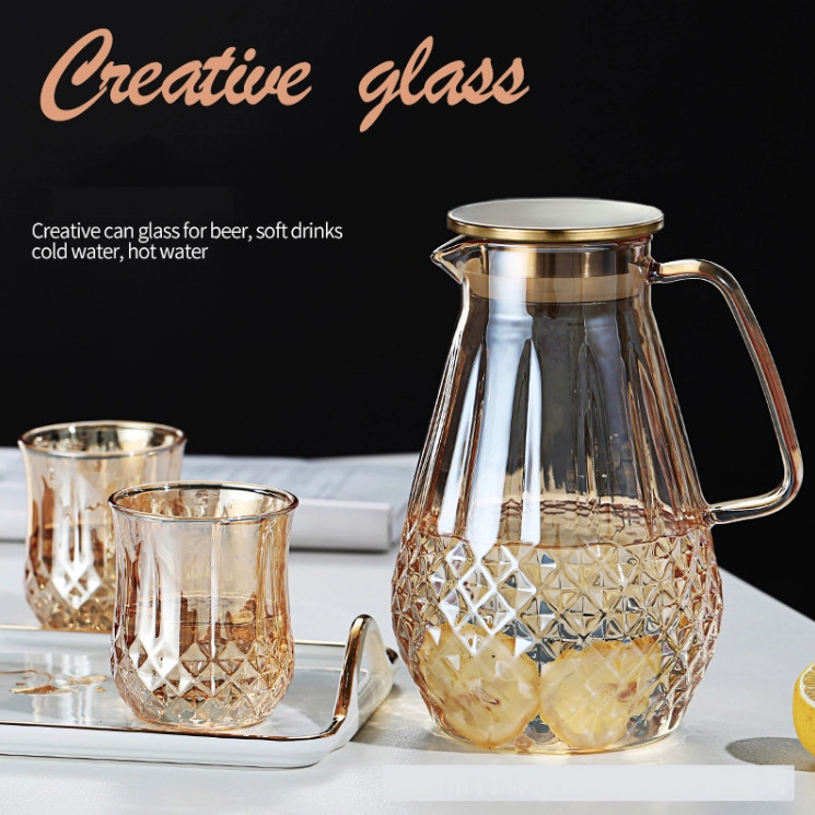 Set bình đựng nước thủy tinh kèm 4 cốc AMBER GLASSWARE 1500ml