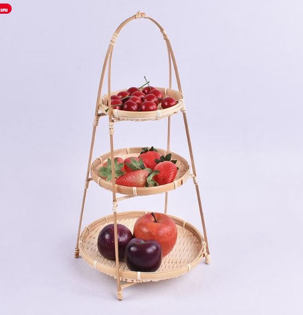 Set combo 3 kệ  mẹt tre nhiều tầng sản phẩm làng nghề, Kệ tre dùng để làm decor trang trí