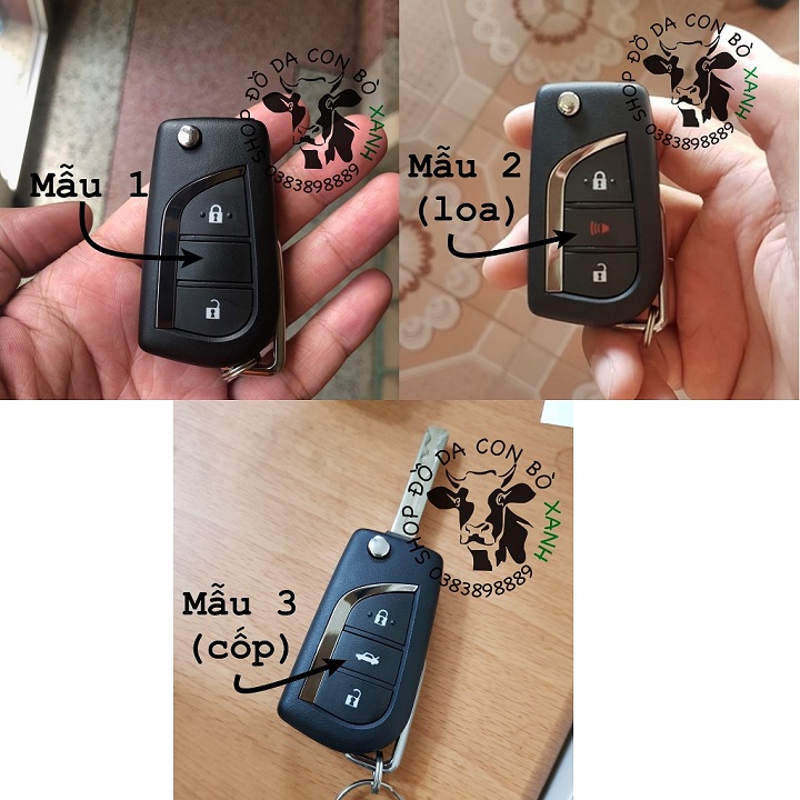 Bao da dành cho chìa khóa Toyota Innova, Fortuner, Altis, Hilux chìa khóa cơ handmade da thật 006