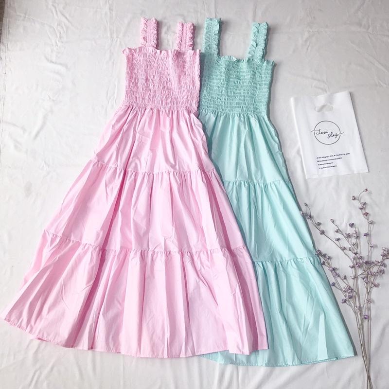 Đầm Maxi 2 dây Váy Maxi 2 dây màu trơn Lovi