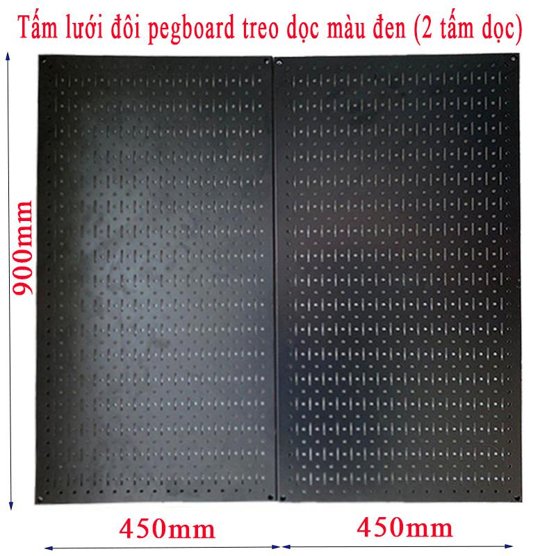 Tấm lưới đôi pegboard treo dọc màu đen (2 tấm dọc)