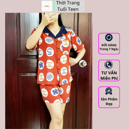 Bộ đồ ngủ Pijama quần ngắn đồ mặc nhà vải lụa mềm mịn mặc mát không nhăn-DN01