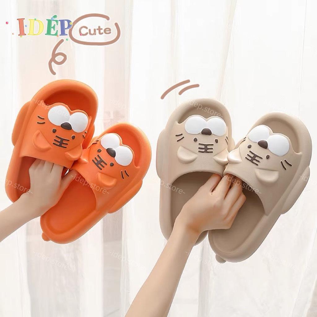 Dép nữ cute đi trong nhà đế siêu êm DL306, Dép bánh mì nữ hình Hổ Little Tiger dễ thương chống trơn trượt 2022 iDÉP