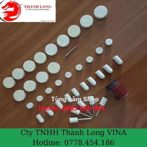 Bộ đầu bông đánh bóng mini 40SP chân cán 3ly dùng cho máy khoan mài khắc