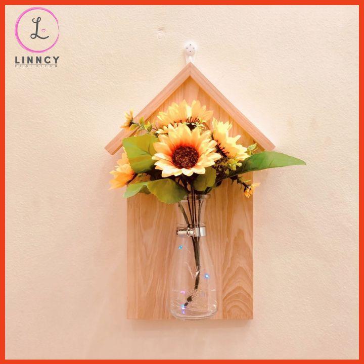 Bảng gỗ, khung gỗ treo tường cao cấp kèm lọ thủy tinh trồng cây thủy sinh, cắm hoa lá nhiều mẫu hoa trang trí