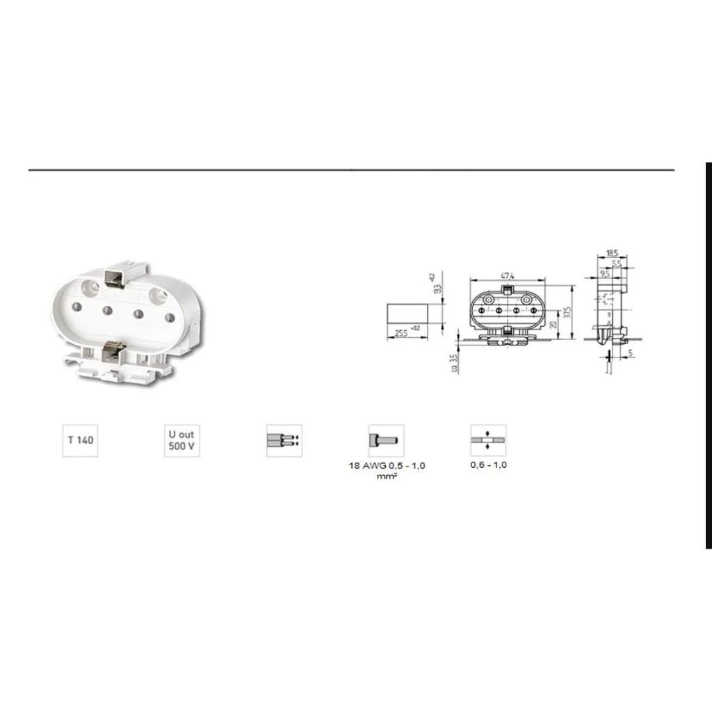 ĐUÔI ĐÈN 2G11 4 CHÂN GHIM , DÙNG CHO BÓNG PLL 36W-55W BỂ CÁ ,KÈM 1 KẸP INOX