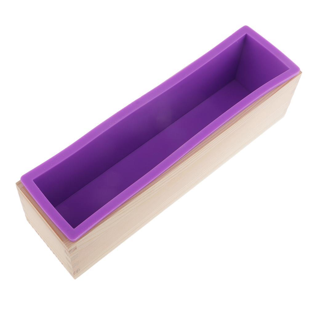 2x 900ml/1.2kg Silicone Soap Loaf Mould Wood Box DIY Soap Candle Making Supply Tool