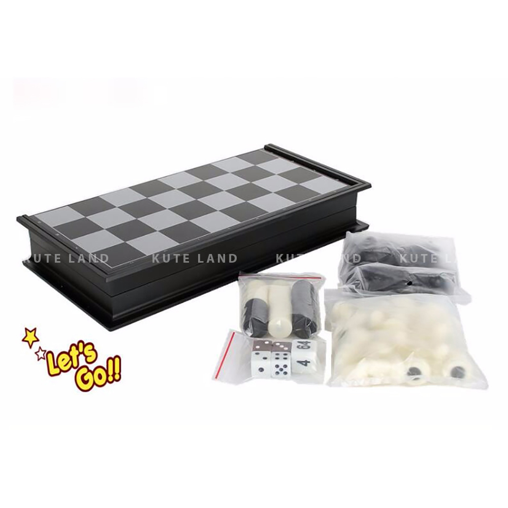 Bộ Cờ Vua Nam Châm 3 Trong 1 32x32 Cm Kết Hợp Cờ Đam Checkers Và Cờ BackGammon
