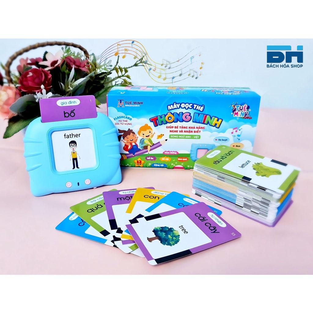 Máy đọc thẻ Anh - Việt flashcard, 112 thẻ 224 từ khoá và 12 chủ đề, không có sóng điện từ, an toàn cho bé