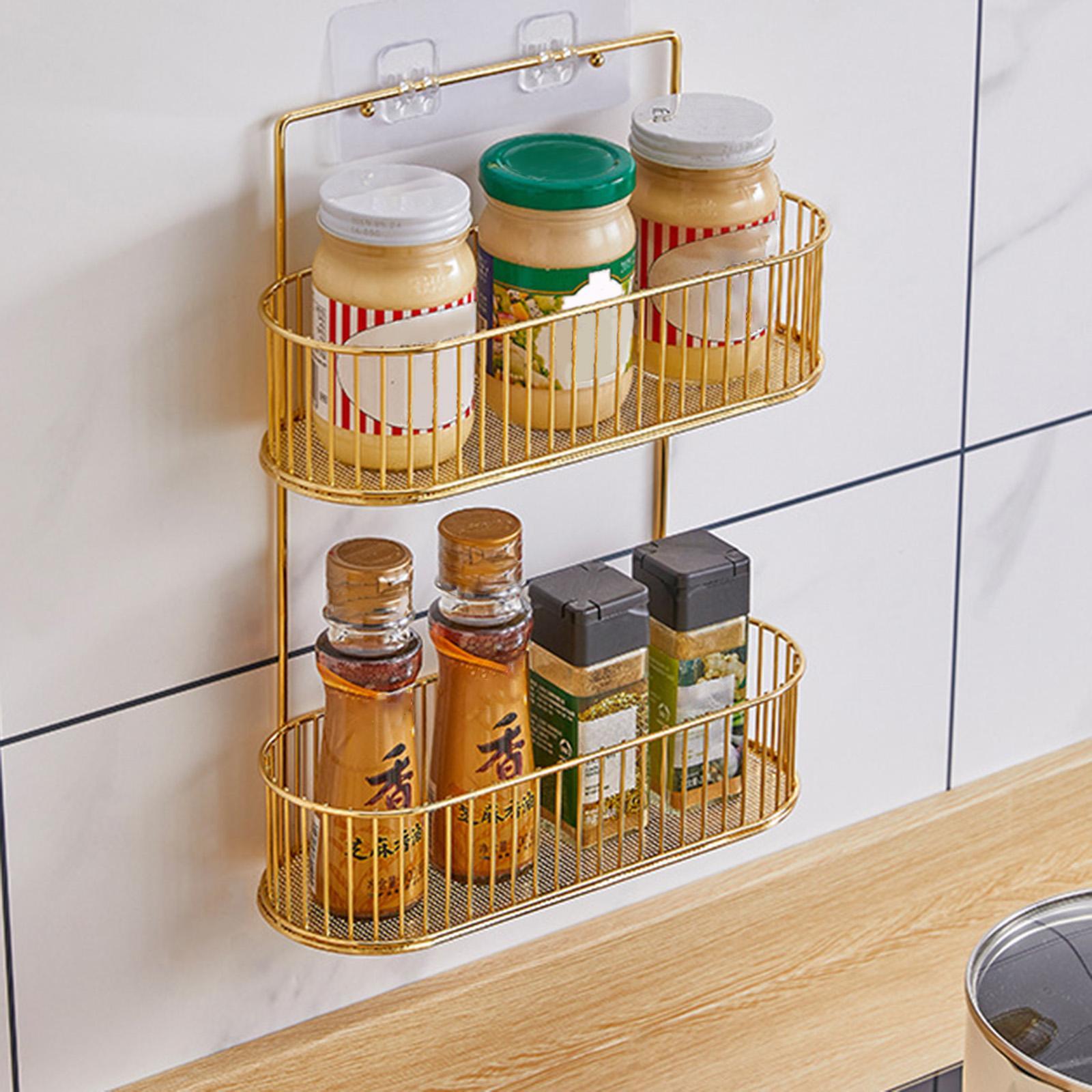 Bathroom Storage Basket Shampoo Holder Wall Mount Shower Caddy No Drilling