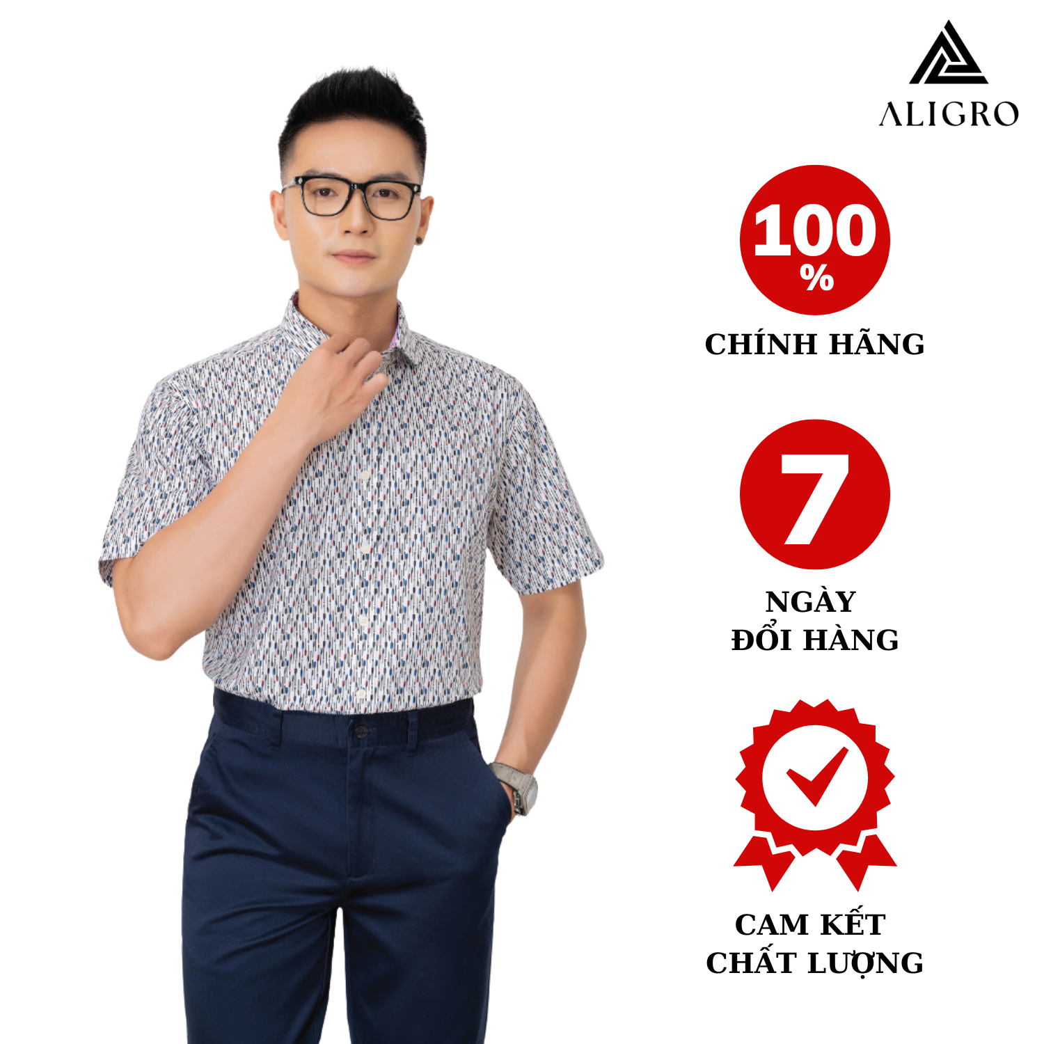 Áo sơ mi cộc tay nam Aligro ALGS-C90