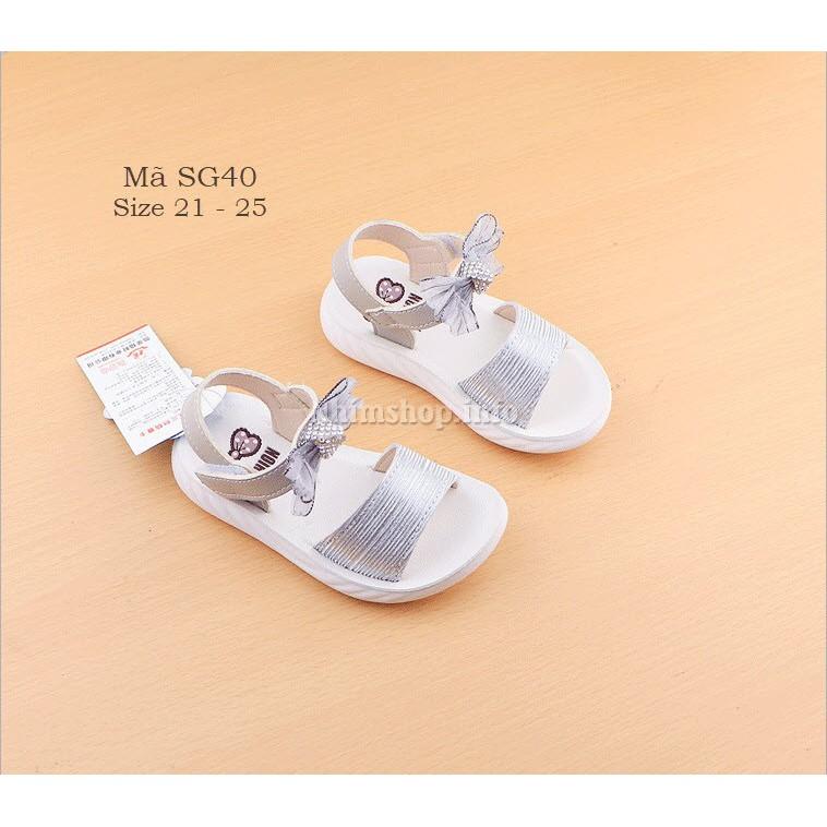 Dép sandal gắn nơ xinh xắn cho bé gái 1 - 3 tuổi quai mềm đế nhẹ chống trơn phong cách Hàn SG40