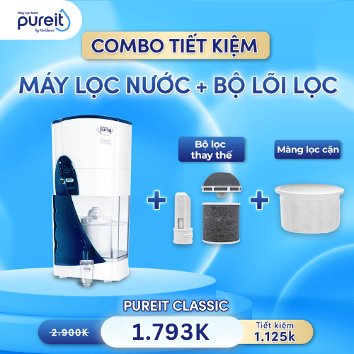 Máy lọc nước Pureit Classic + Bộ lọc đầy đủ thay thế máy lọc nước 3000L và Màng lọc cặn - Hàng chính hãng
