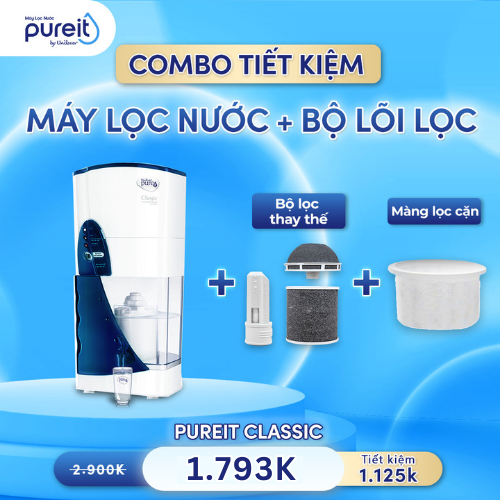 [TẶNG THÊM 6 THÁNG BẢO HÀNH - COMBO TIẾT KIỆM] Máy lọc nước Pureit Classic + Bộ lọc đầy đủ thay thế máy lọc nước 3000L và Màng lọc cặn - Hàng chính hãng