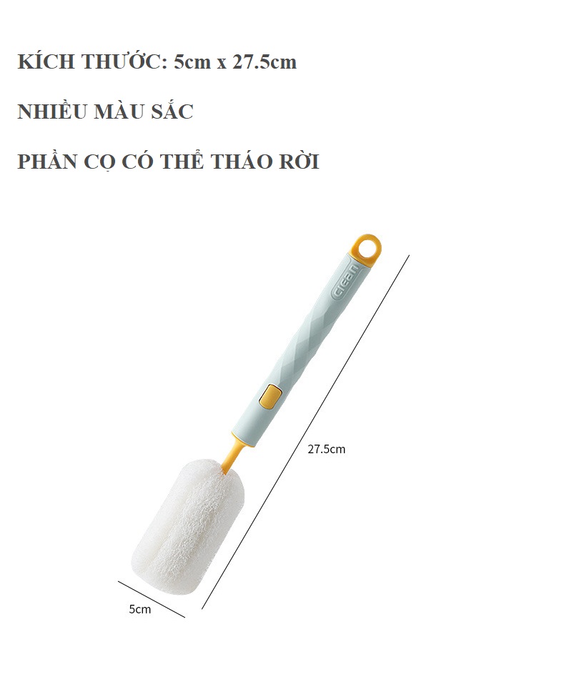 Cọ Rửa Ly Cốc Chén, Rửa Bình Nước, Cọ Rửa Bình Sữa Cho Bé, Cán Cầm Dài