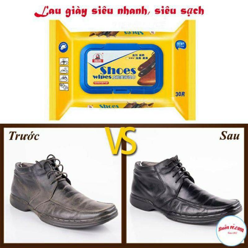 Giấy lau giày Sneaker gói 30 tờ túi, khăn lau sạch giày túi màu vàng