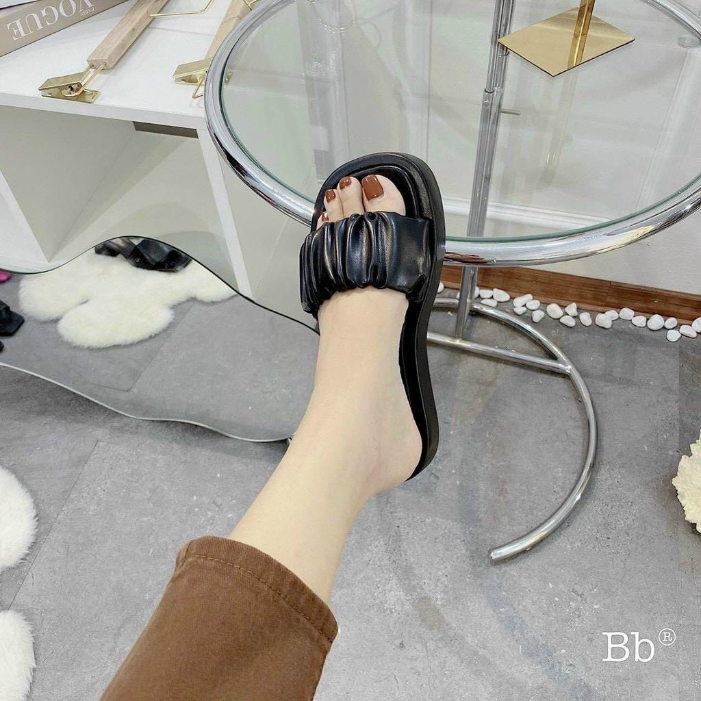 Dép lê nữ đế bánh mì siêu nhẹ 2 phân quai nhăn nhún