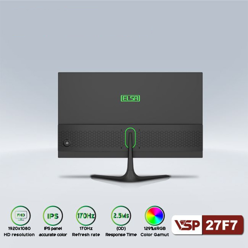 MÀN HÌNH GAMING VSP ELSA 27F7 (27 INCH/FHD/IPS/170HZ/2.5MS) - Hàng Chính Hãng