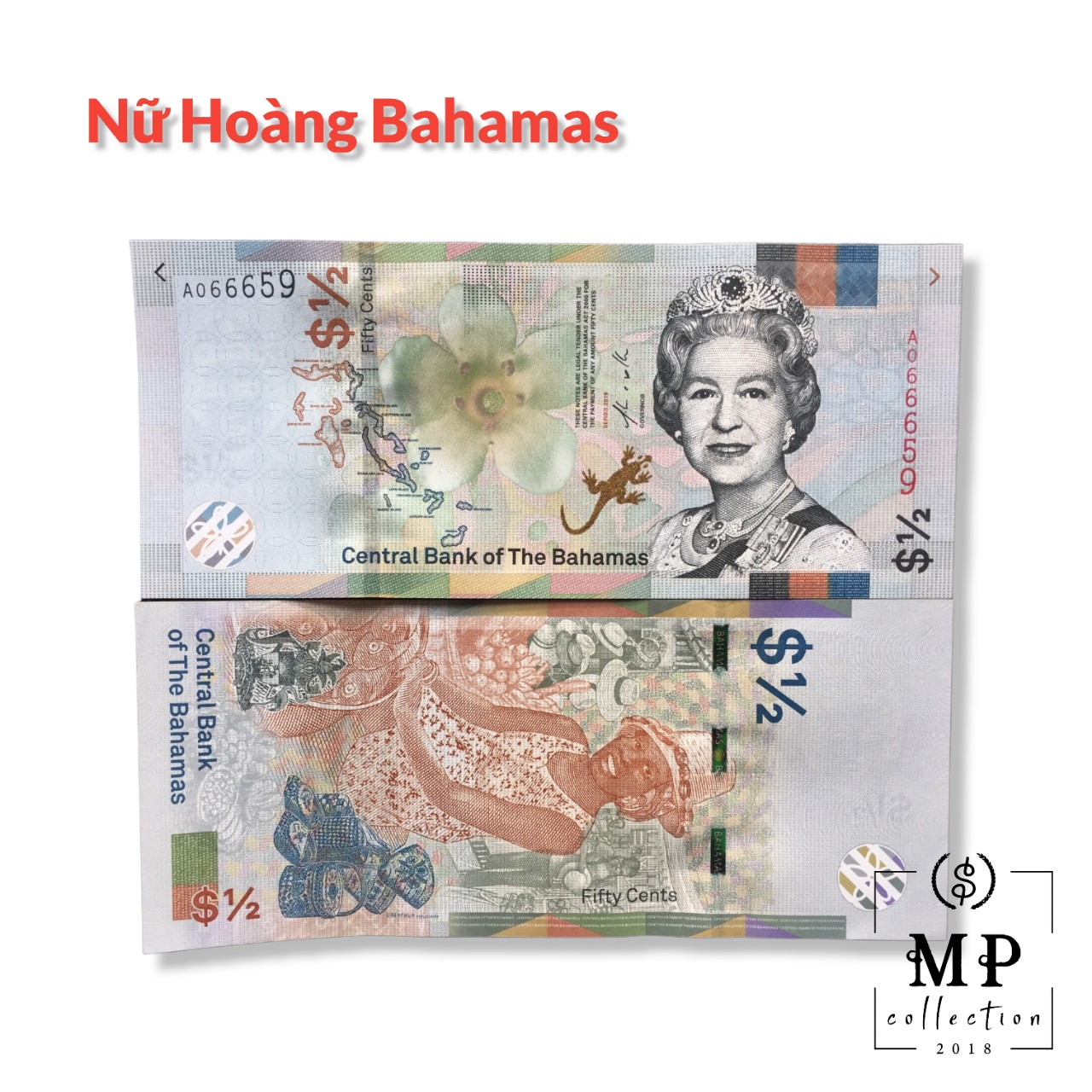 Tiền nữ hoàng Anh Bahamas mệnh giá lạ 1/2 cents phát hành năm 2019 tuyệt đẹp.