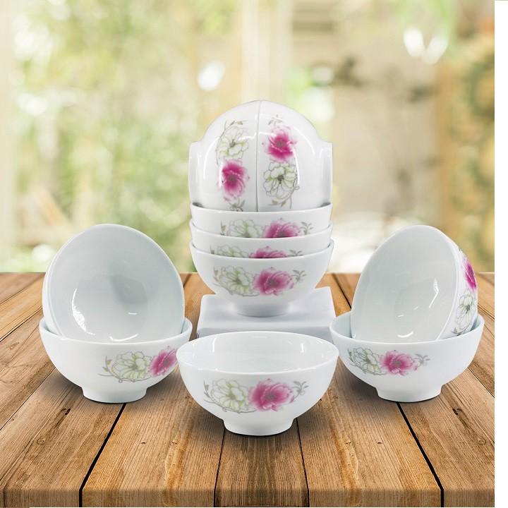 Combo 6 bát cơm hoa đỏ không chì an toàn sức khỏe