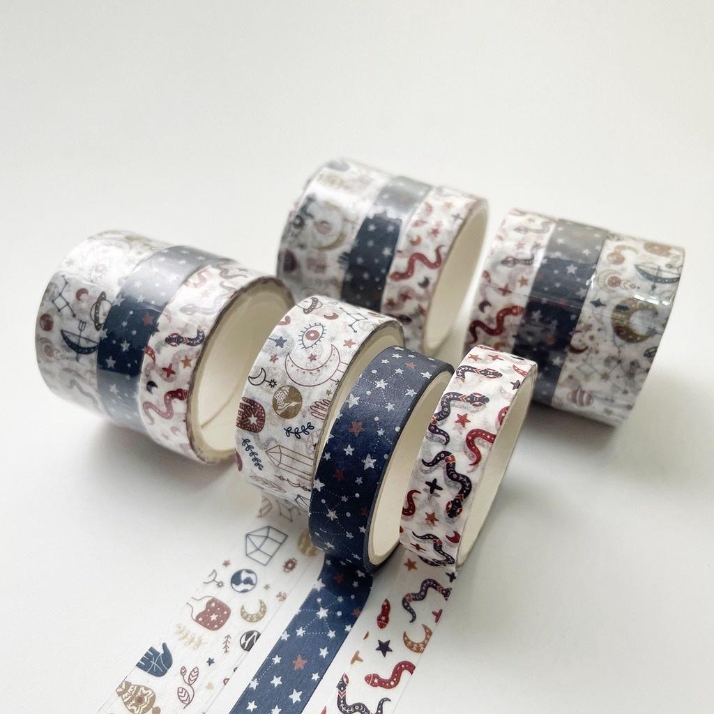 Set 3 Cuộn Washi Tape Họa Tiết - Băng Dính Trang Trí Sổ Bullet Journal