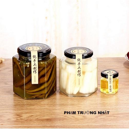 Hũ Thủy Tinh Lục giác Nắp Thiết