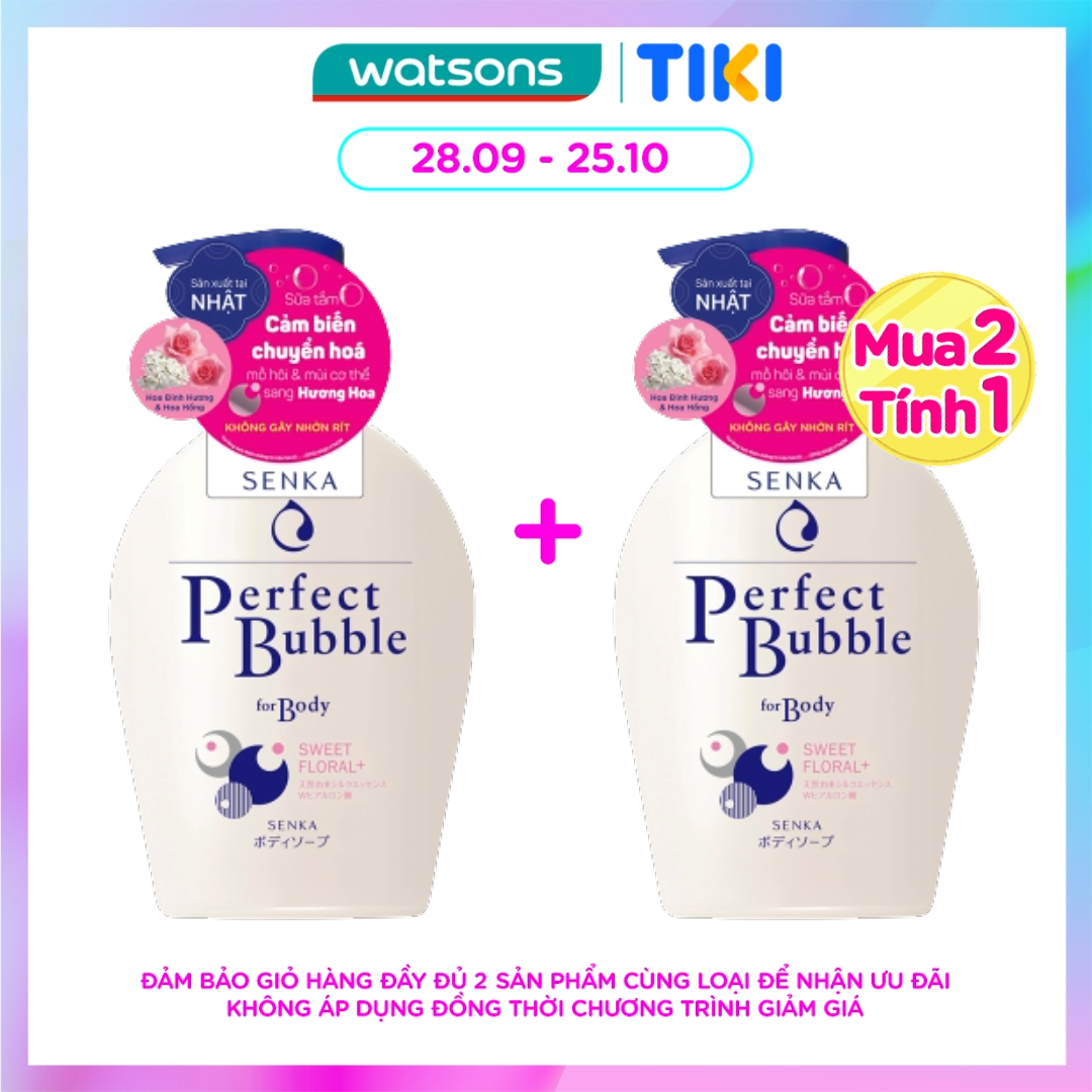 Sữa Tắm Dưỡng Ẩm Senka Perfect Bubble For Body Sweet Floral Hương Hoa Hồng & Đinh Hương 500ml