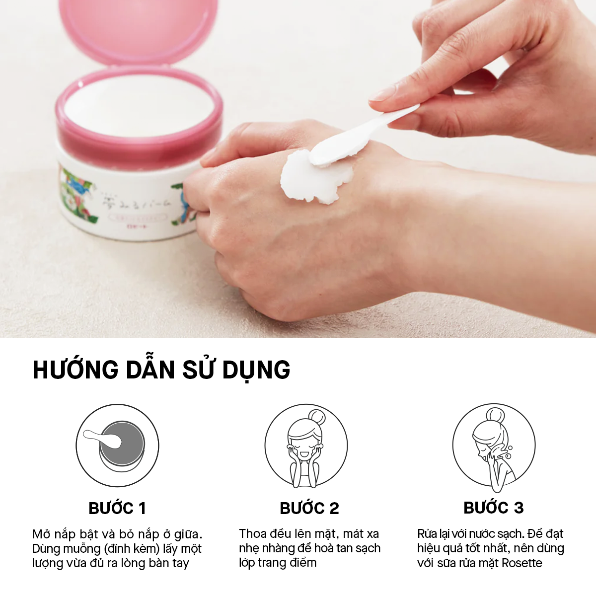 Sáp Tẩy Trang Đất Sét Rosette Làm Sạch Sâu Dành Cho Da Nhạy Cảm Dreamy Balm White Clay Lift Moisture 90G