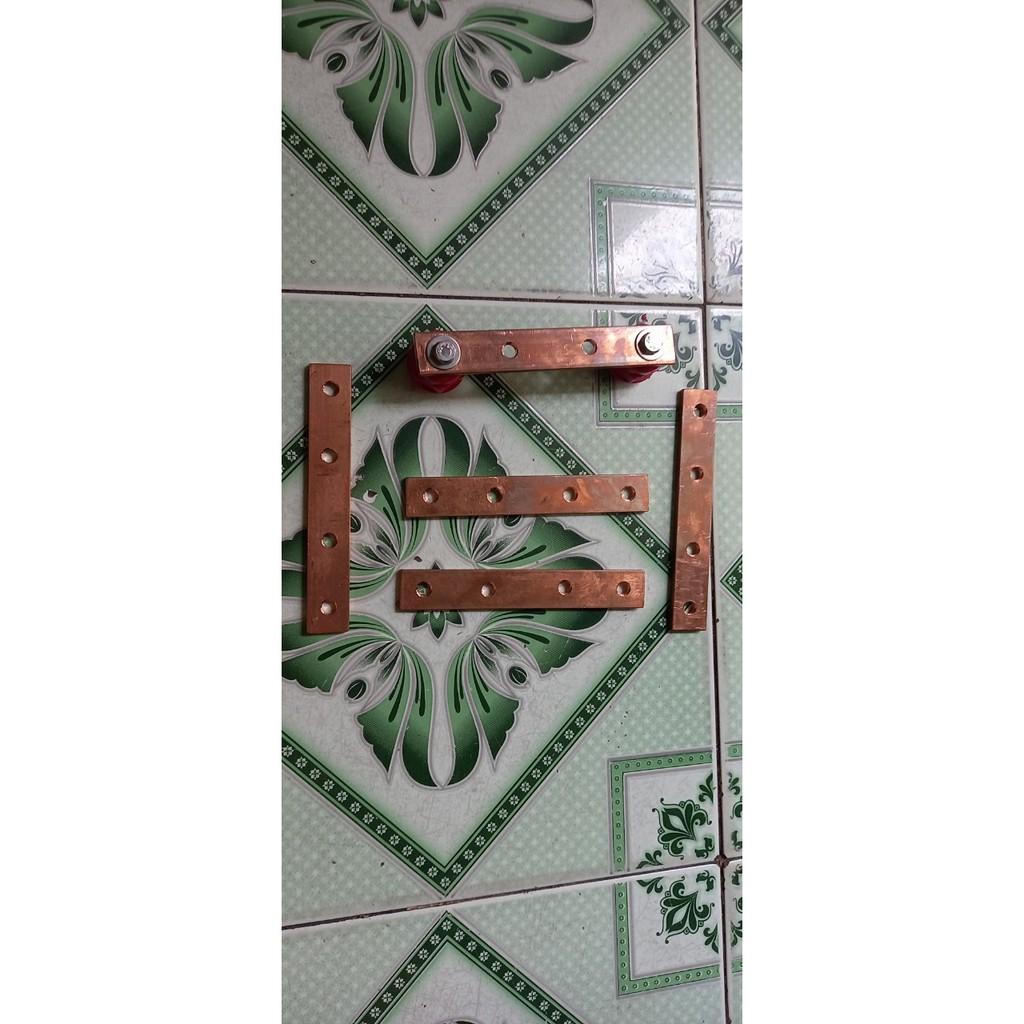 Thanh cái tiếp địa đồng đỏ 30x4x130 + gối đỡ