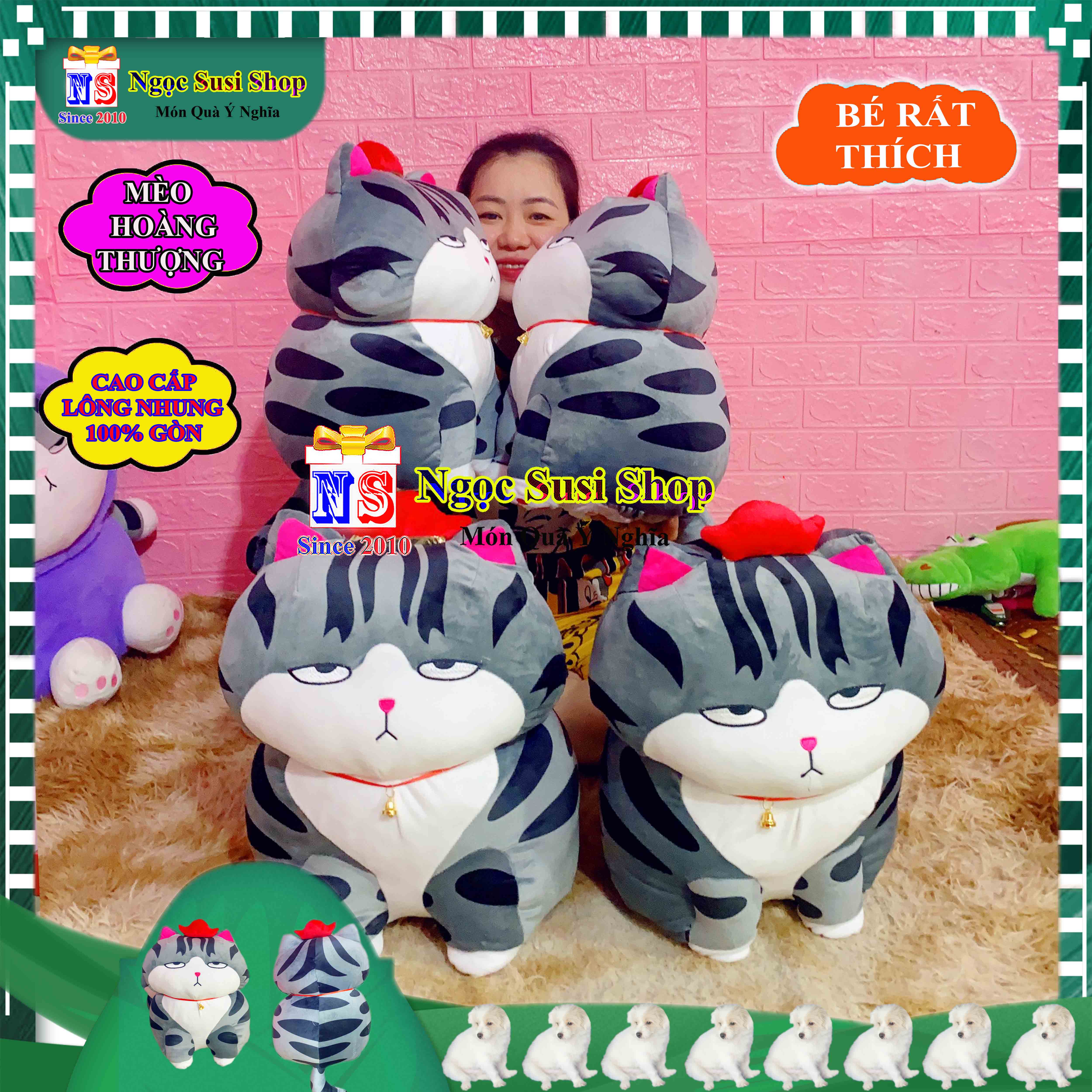 GỐI ÔM THÚ BÔNG CON MÈO HOÀNG THƯỢNG SIÊU MỀM MỊN QUÁ ĐẸP SIZE 50CM - GẤU BÔNG CON MÈO THƯỢNG ĐẾ HÀNG HOT GIAO NHANH