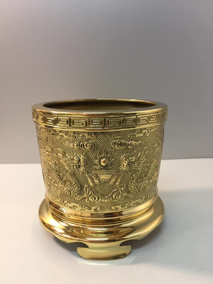 Lư hương thờ bằng đồng vàng nguyên chất BH10122