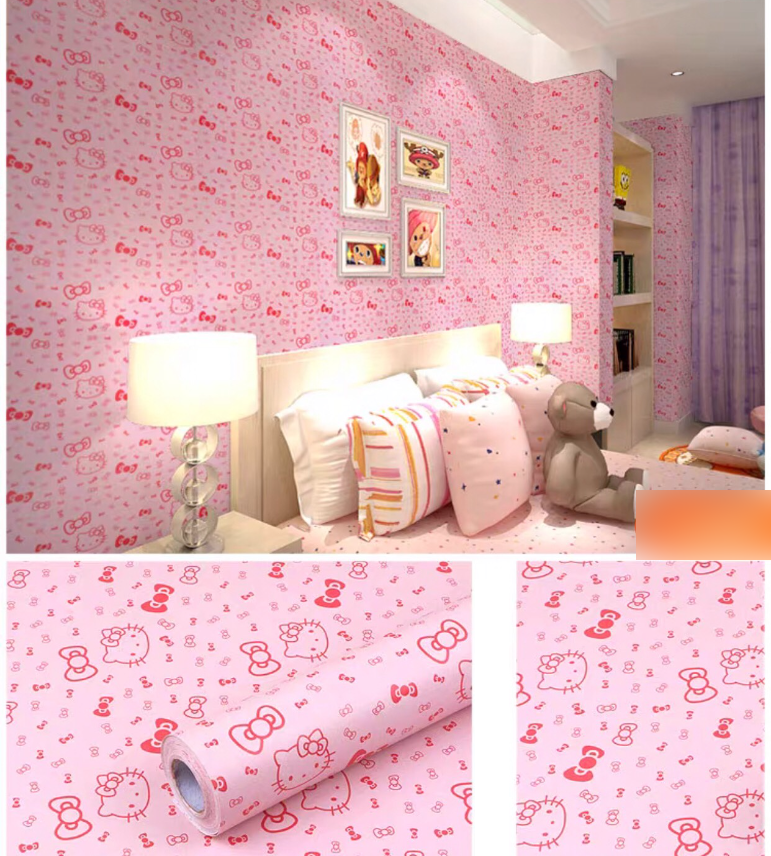 Combo 10 mét giấy dán tường, decal dán tường trang trí nhà cửa KITTY NƠ khổ 45cm