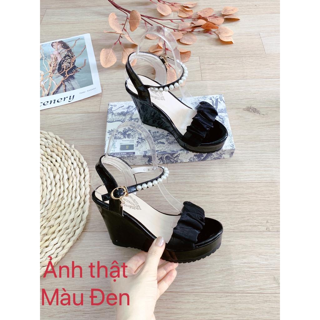 Sandal nữ đế xuồng 10 phân quai nhún voan xinh xắn (Mã 952