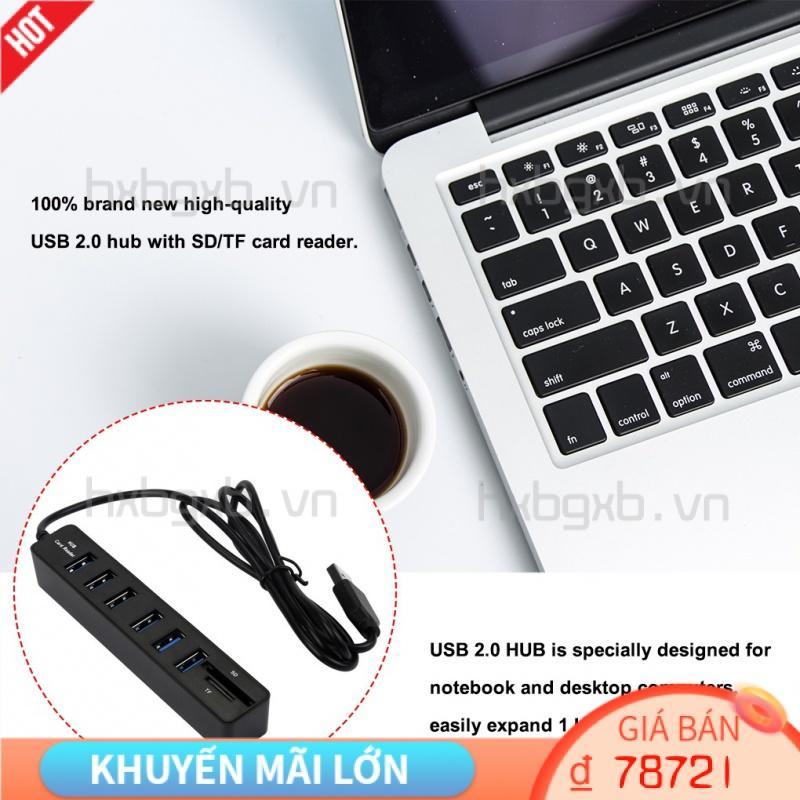 Cable Hub USB 2 0 6 Ports Wire Splitter High-speed Computer Power Cord Adapter with TF SD Card Reader