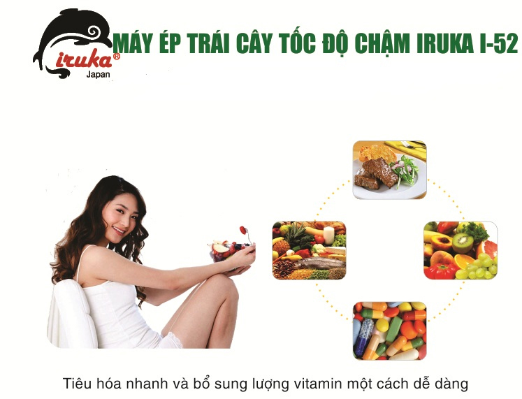 Máy Ép Trái Cây Tốc Độ Chậm Nguyên Trái Iruka I-52 - Hàng chính hãng
